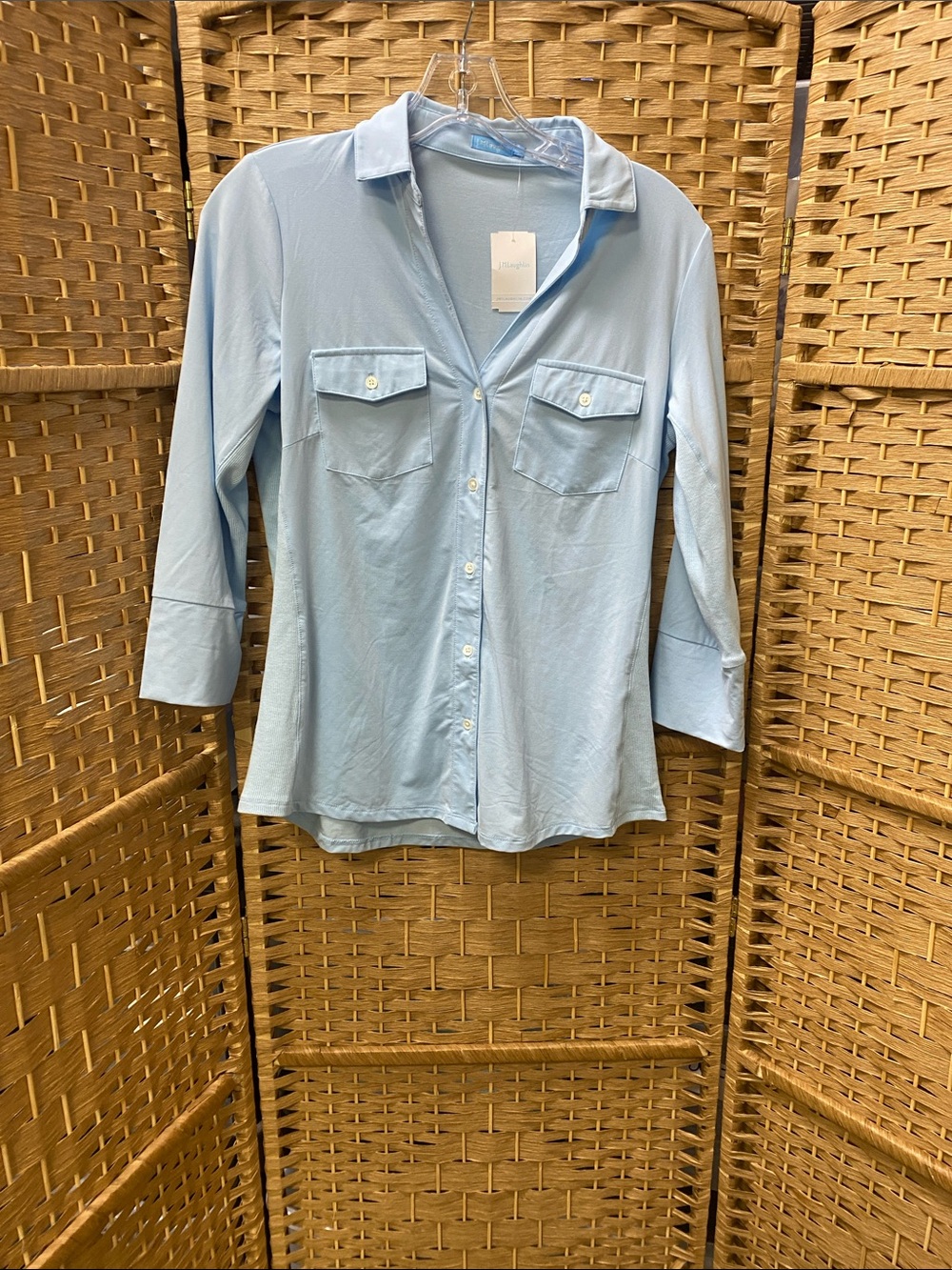 Light Blue Button-Up Shirt Blouse